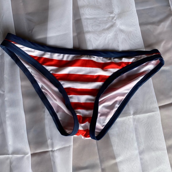 NEW - Striped Bikini Bathing Suit Bottoms - Never Worn - Picture 1 of 4